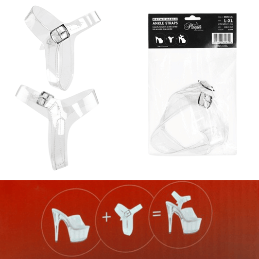 Pleaser Clear Detachable Ankle Straps – S-M & L-XL