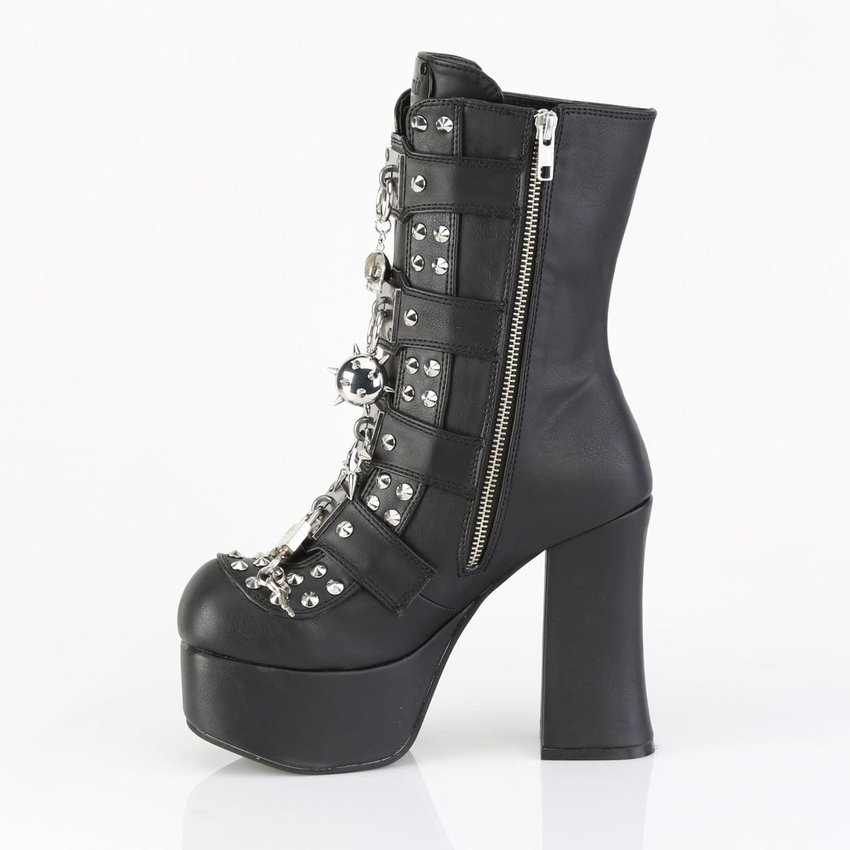 CHARADE-118 Black Vegan Leather Ankle Boots Demonia US Size (Women's): 6
