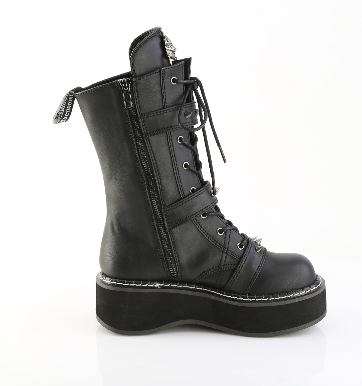 EMILY-82 Black Vegan Leather Knee High Boots