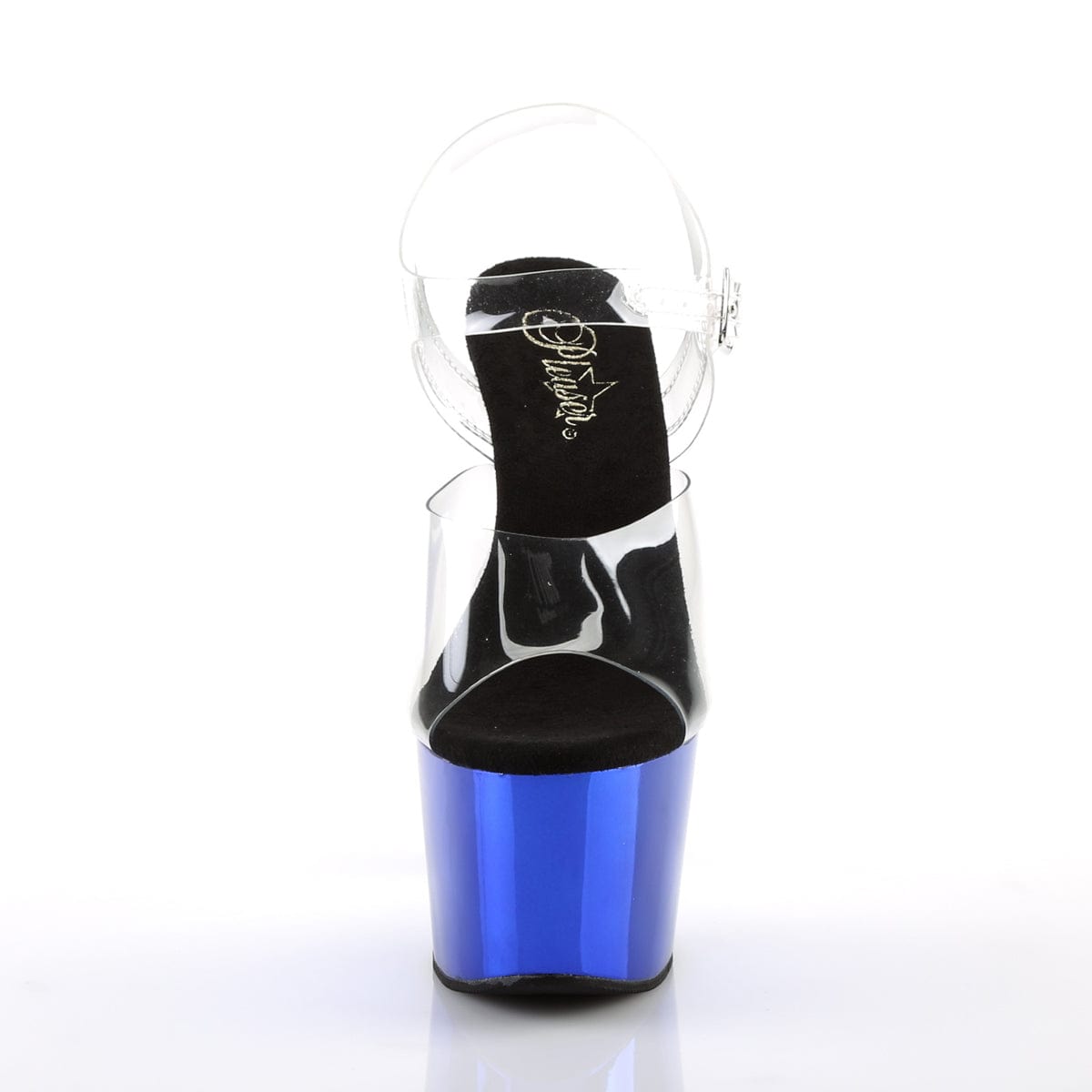 ADORE-708 Clear/Blue Chrome Platform Sandal Pleaser US Size (Women's): 5