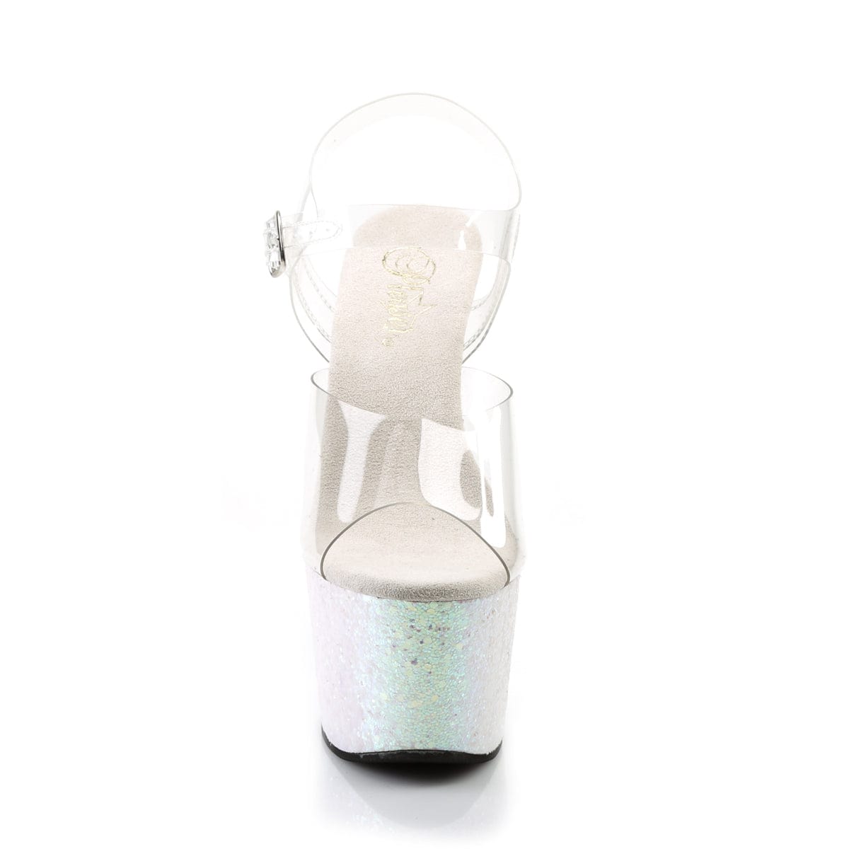 ADORE-708LG Clear/Opal Multi Glitter Platform Sandal Pleaser US Size (Women's): 5