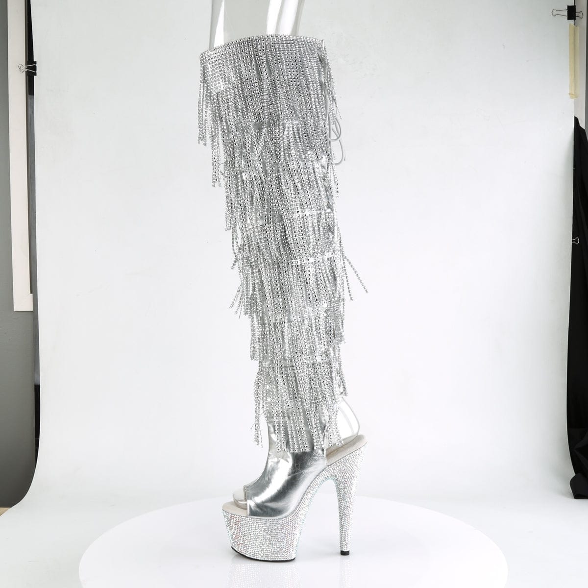 BEJEWELED-3019RSF-7 Silver Metallic Pu-Silver/Silver Multi Rhinestones Boot Pleaser US Size (Women's): 5