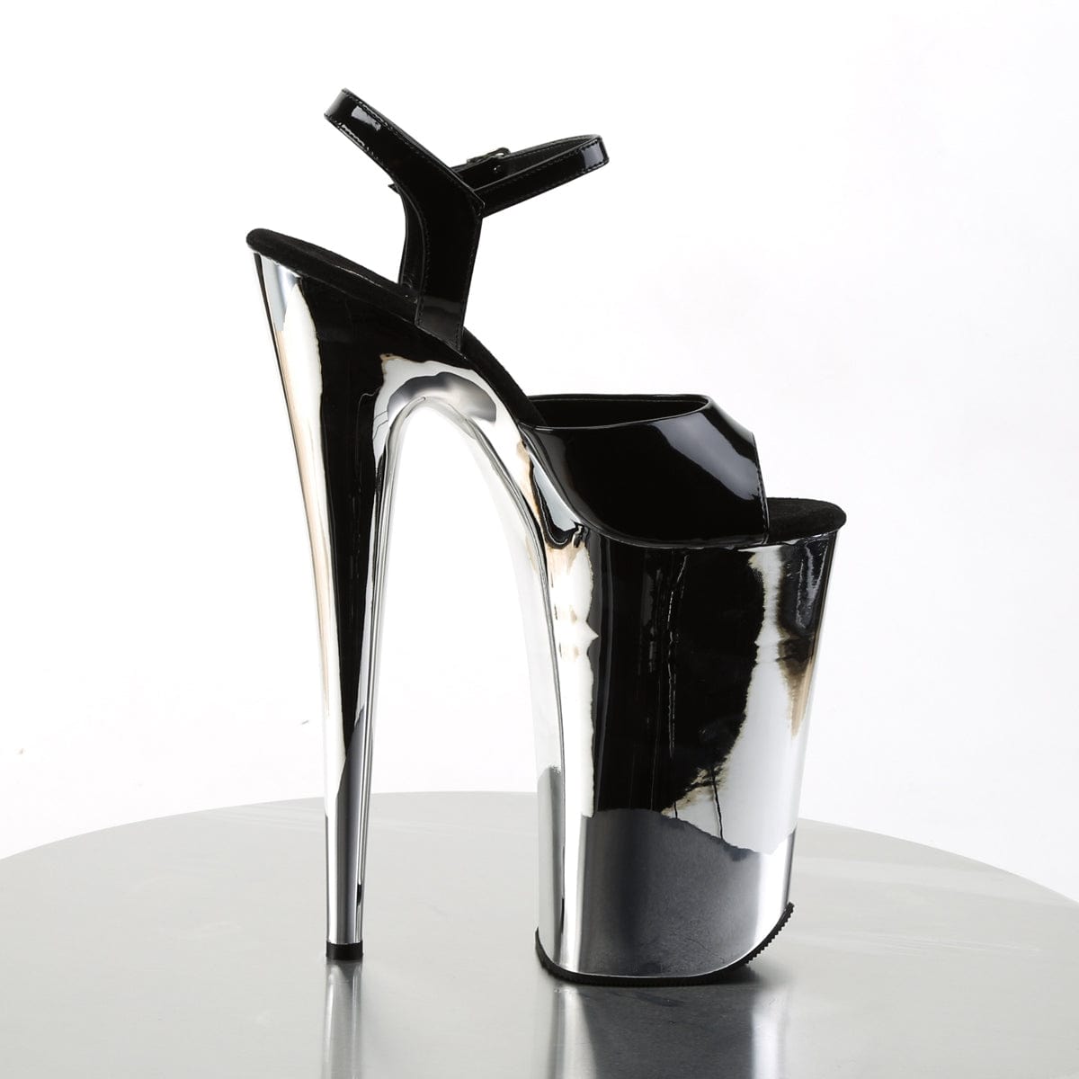 BEYOND-009 Black/Silver Chrome Platform Sandal Pleaser US Size (Women's): 5