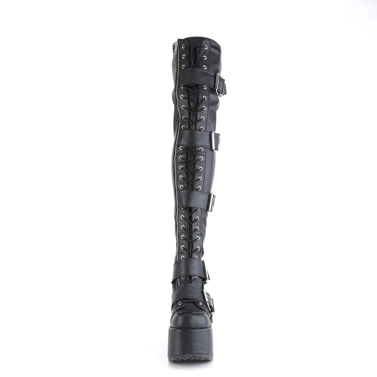 CAMEL-305 Black Stretch Vegan Leather Thigh Boot Demonia US Size (Women's): 6