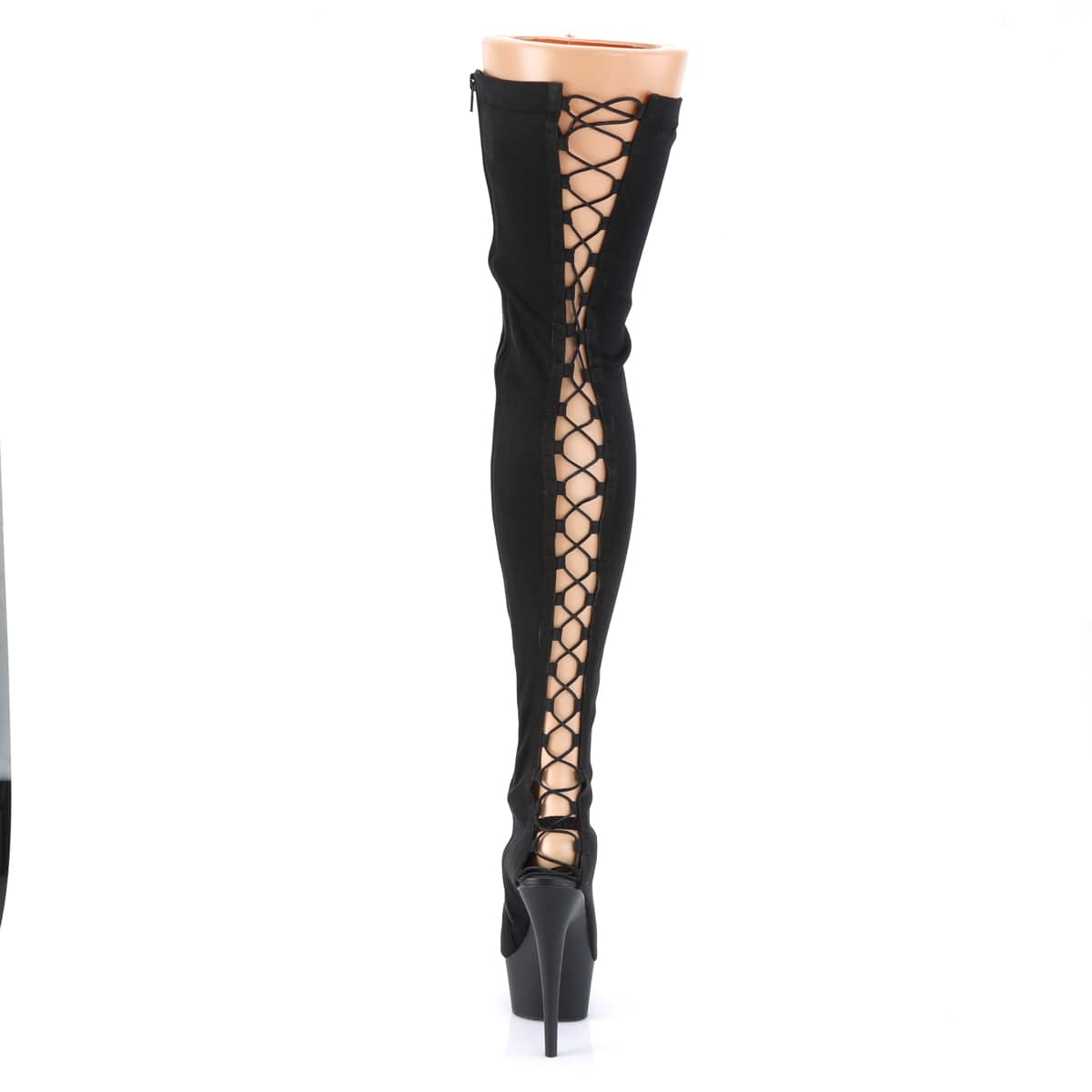 DELIGHT-3003 Black Lycra/Black Matte Thigh Boot Pleaser US Size (Women's): 6