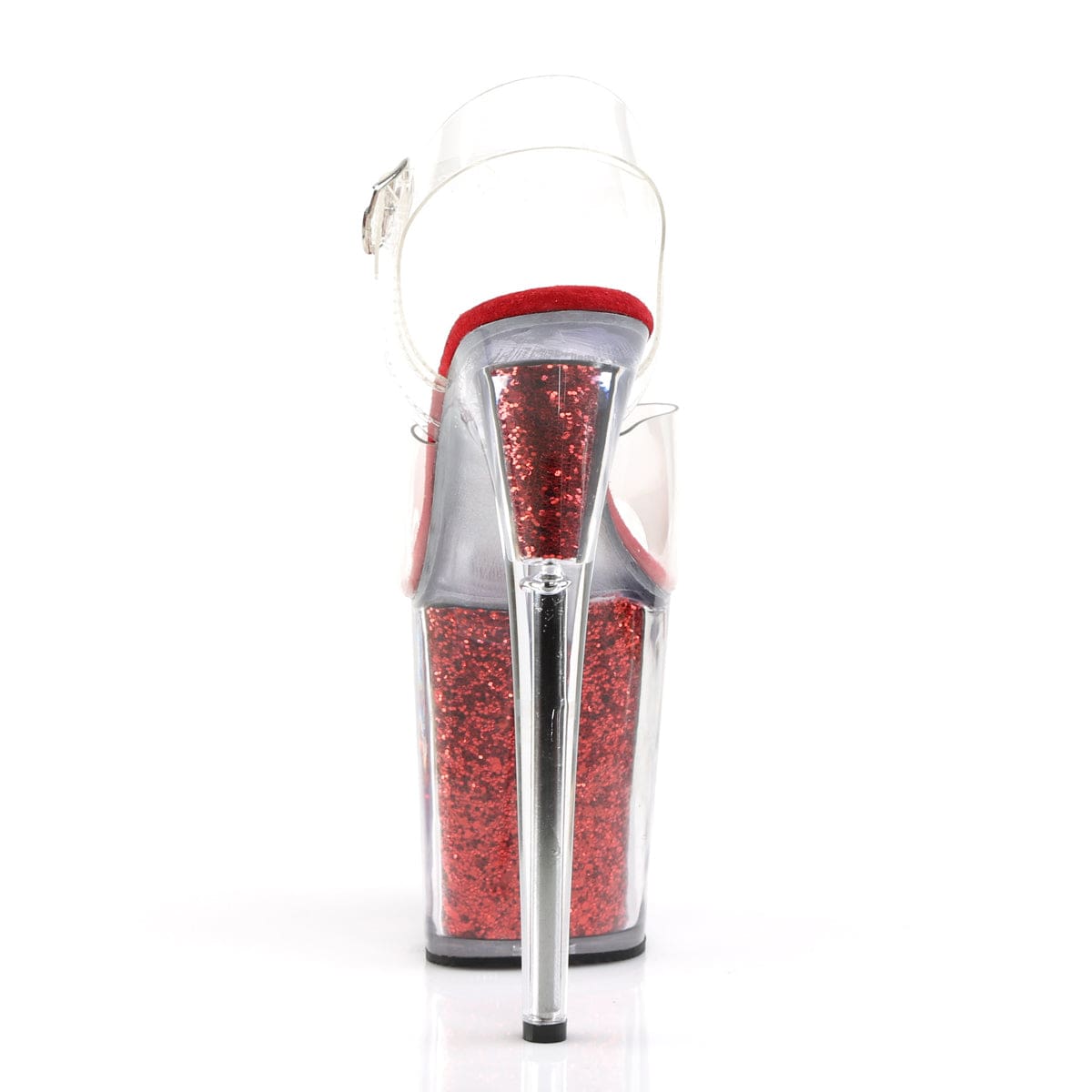FLAMINGO-808G Clear/Red Glitter Platform Sandal Pleaser US Size (Women's): 5