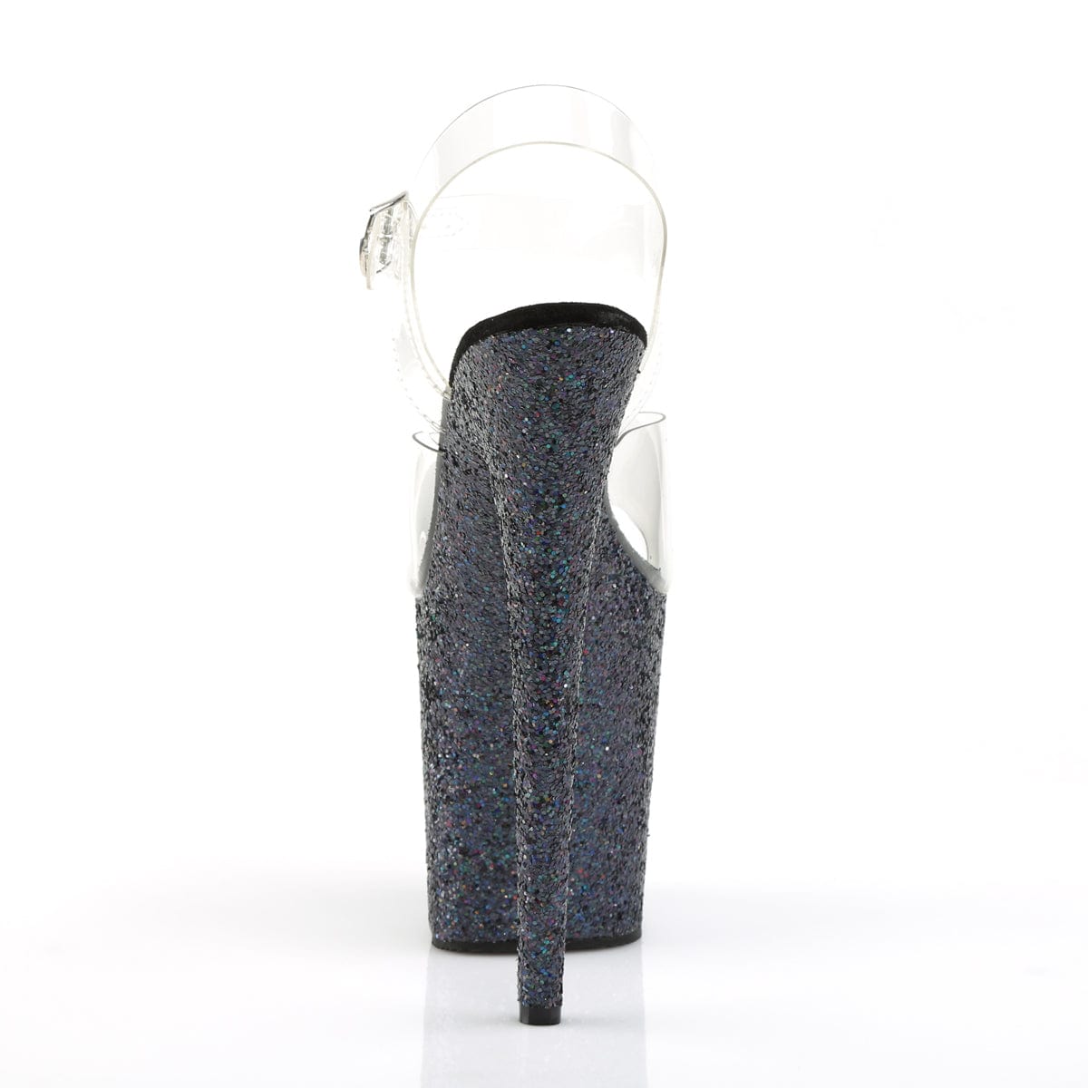 FLAMINGO-808LG Clear/Black Multi Glitter Platform Sandal Pleaser US Size (Women's): 5