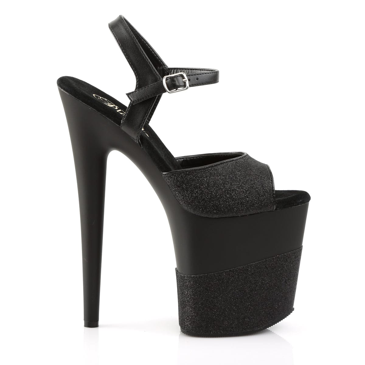 FLAMINGO-809-2G Black Glitter/Black-Glitter Platform Sandal Pleaser US Size (Women's): 5