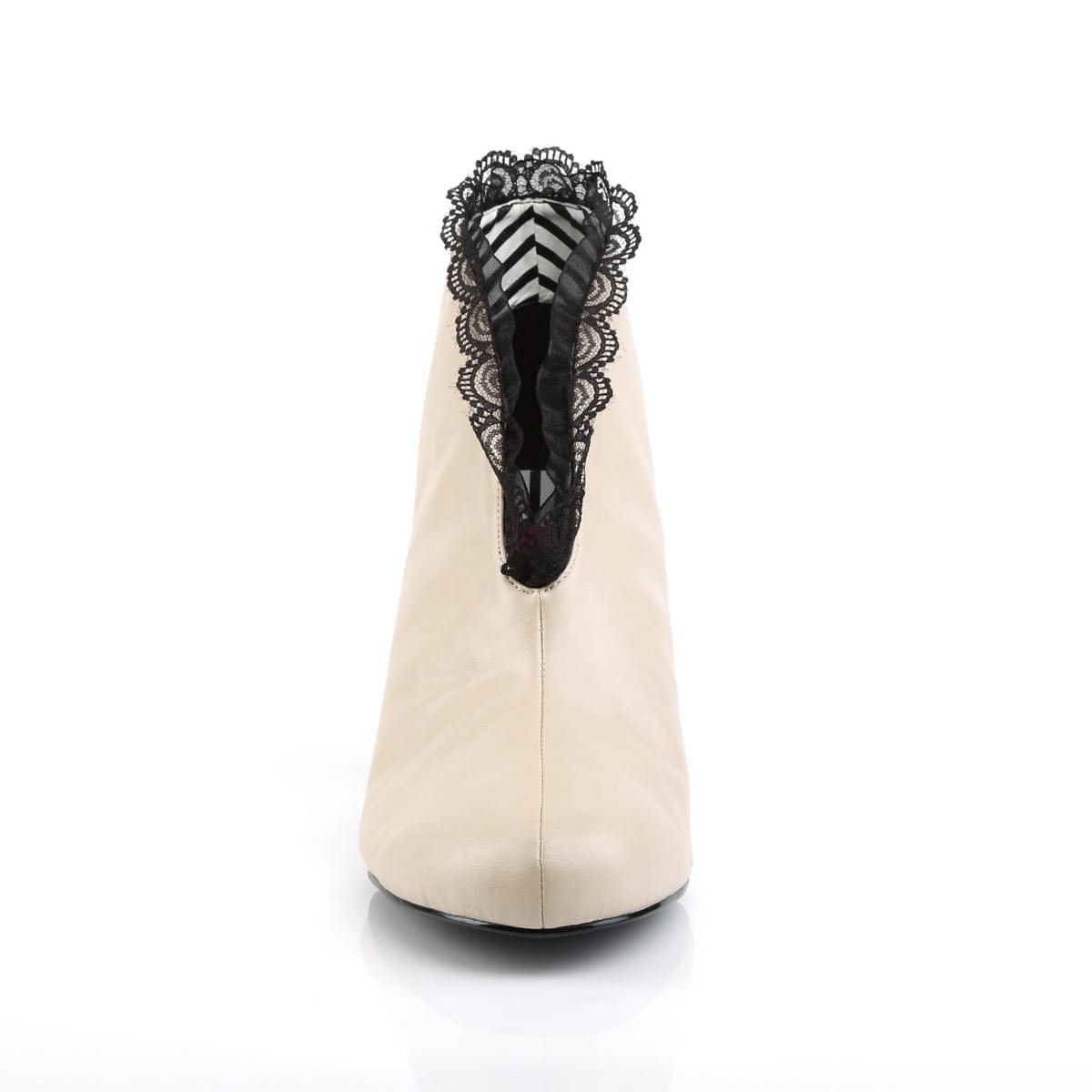JENNA-105 Cream Faux Leather-Black Lace SALE Pleaser Pink Label US Size (Women's): 9