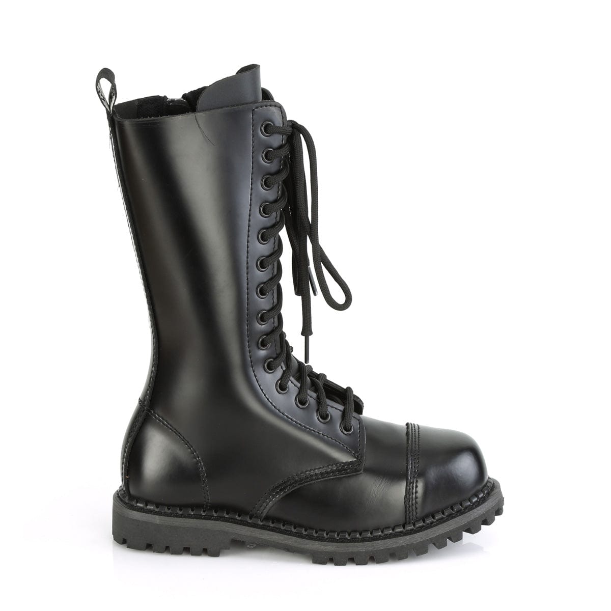 RIOT-14 Black Leather Mid-Calf Boot Demonia US Size (Unisex/Men's): 4