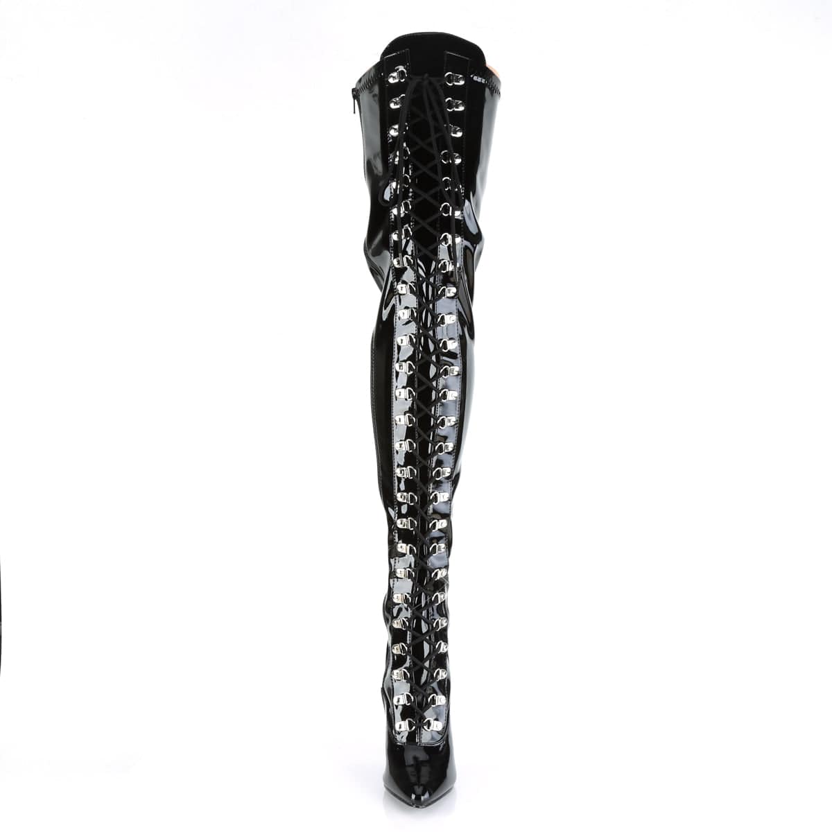SEDUCE-3024 Black Stretch Patent Thigh Boot Pleaser US Size (Women's): 6