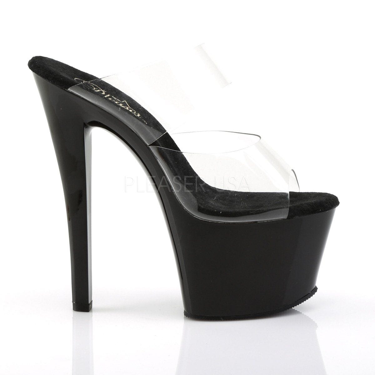SKY-302 Clear/Black Slide Pleaser US Size (Women's): 5