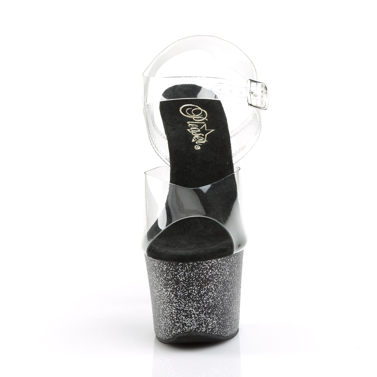 SKY-308MG Clear/Black Platform Sandal Pleaser US Size (Women's): 5