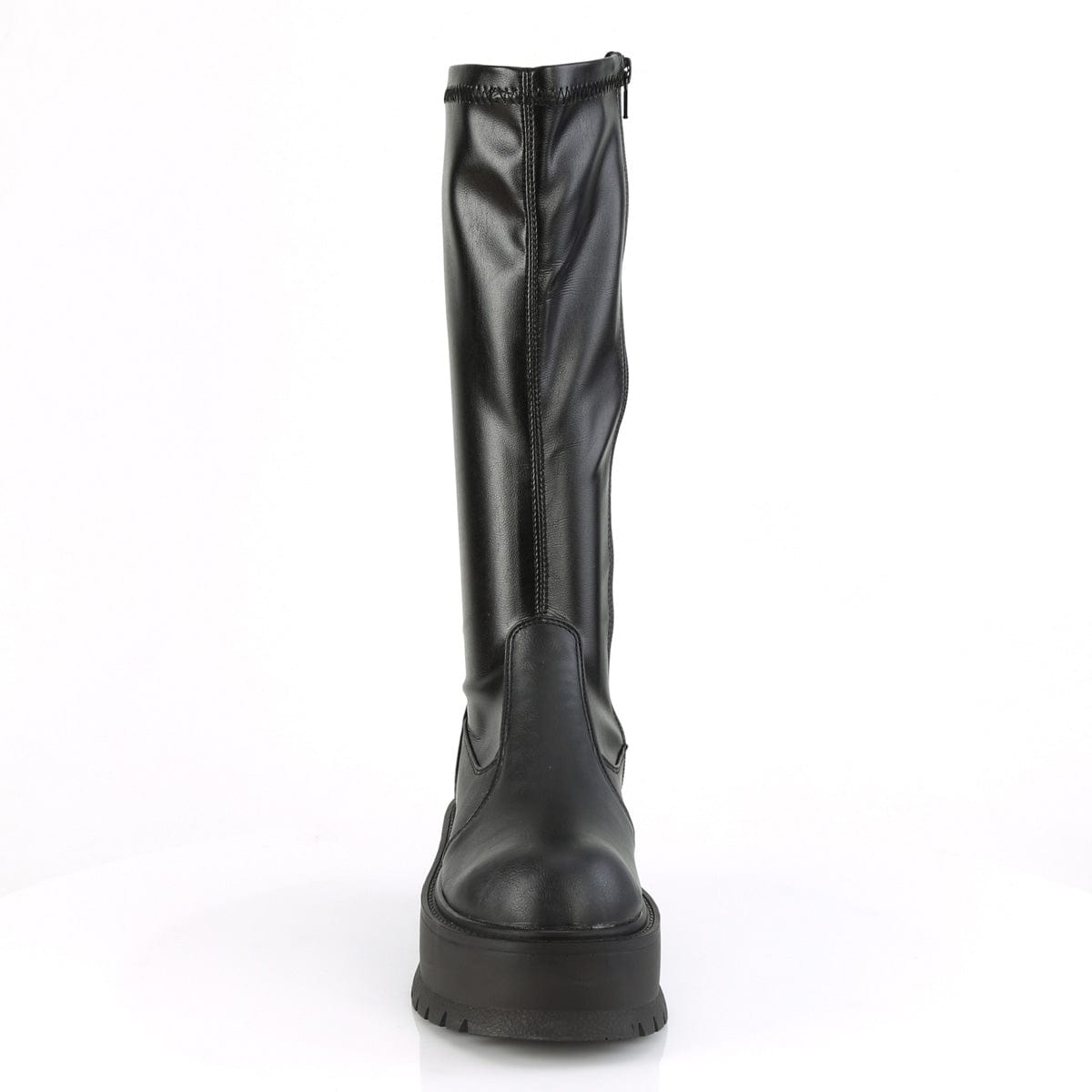 SLACKER-200 Black Stretch Vegan Leather Knee Boot Demonia US Size (Women's): 6