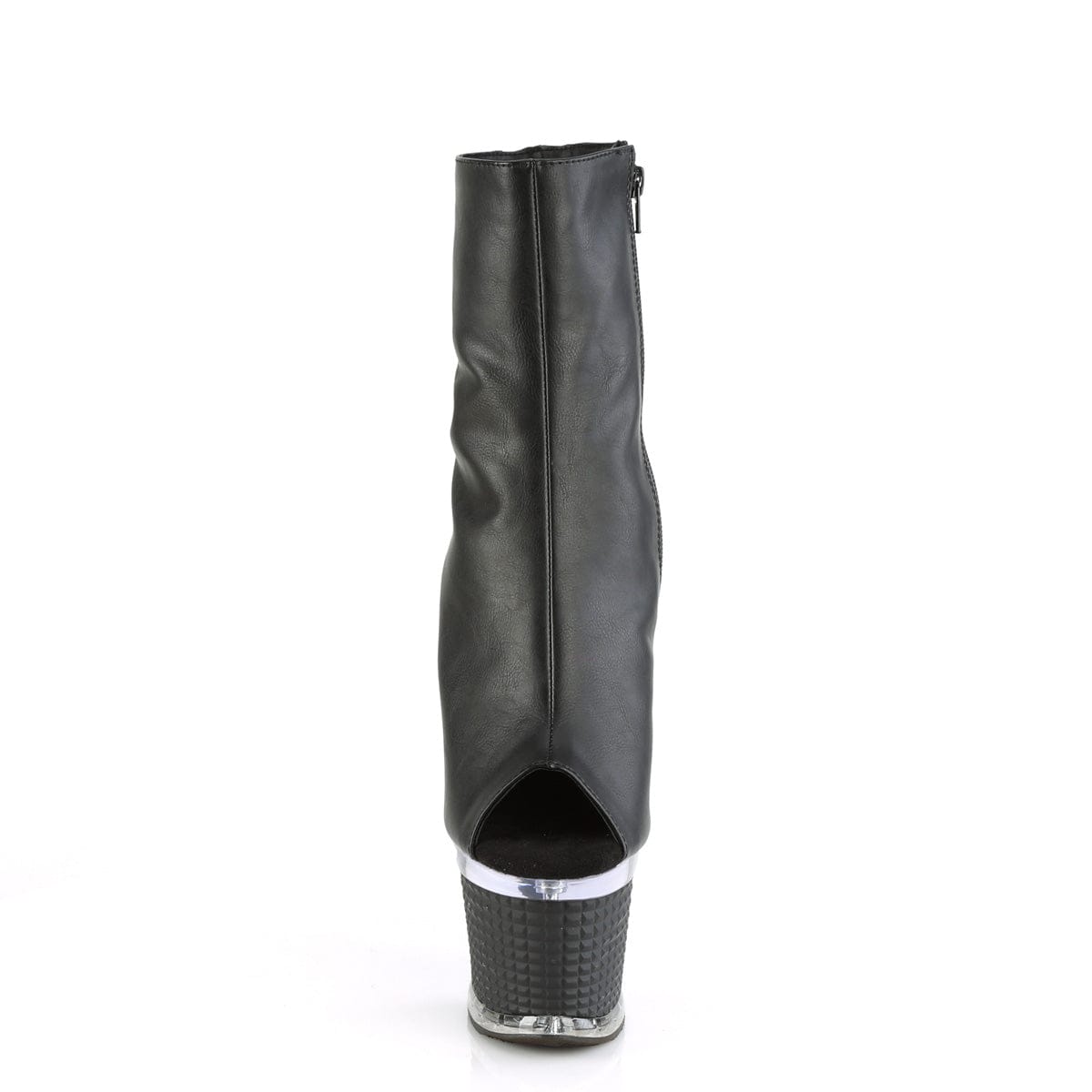SPECTATOR-1012 Black Faux Leather/Clear-Black Matte Ankle Boot Pleaser US Size (Women's): 6
