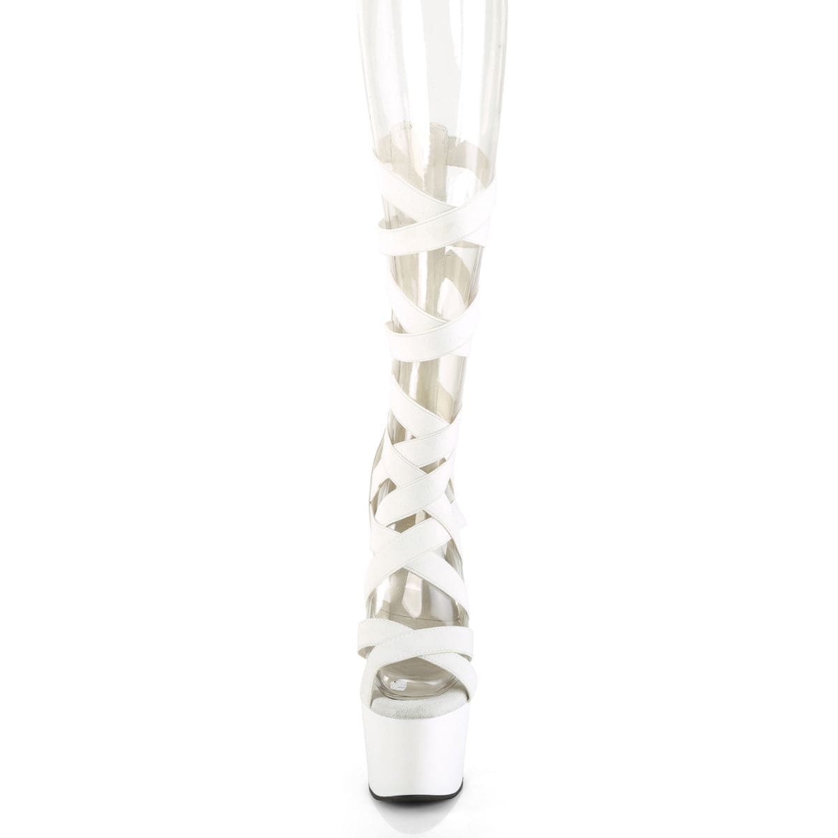 ADORE-700-48 White Elastic Band-Faux Leather/White Matte Pleaser US Size (Women's): 5