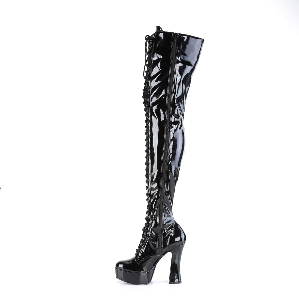 ELECTRA-3023 Black Stretch Patent/Black Thigh Boot Pleaser US Size (Women's): 6