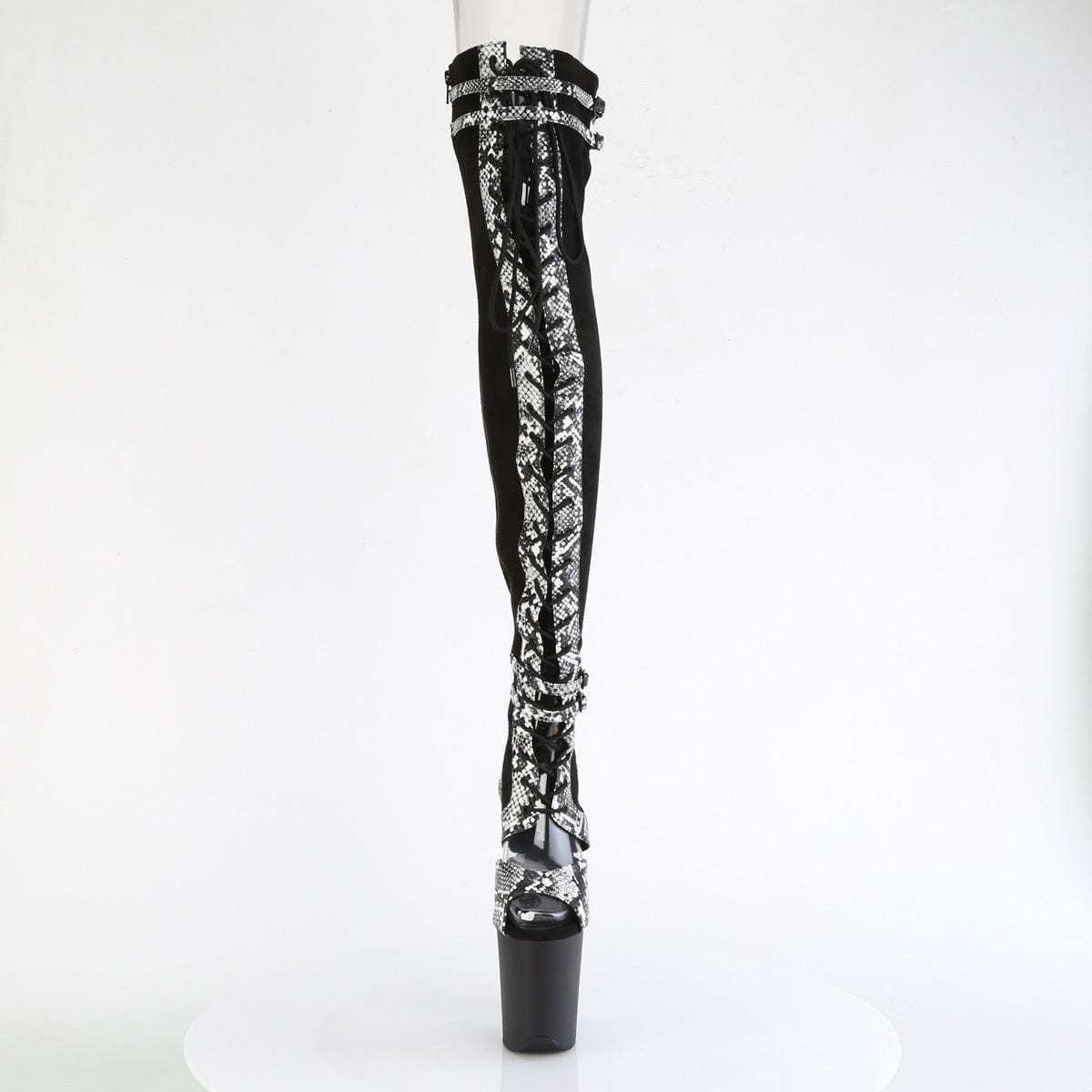 FLAMINGO-3027SP Black Faux Suede-Snake Print Faux Le./Black Matte Pleaser US Size (Women's): 6