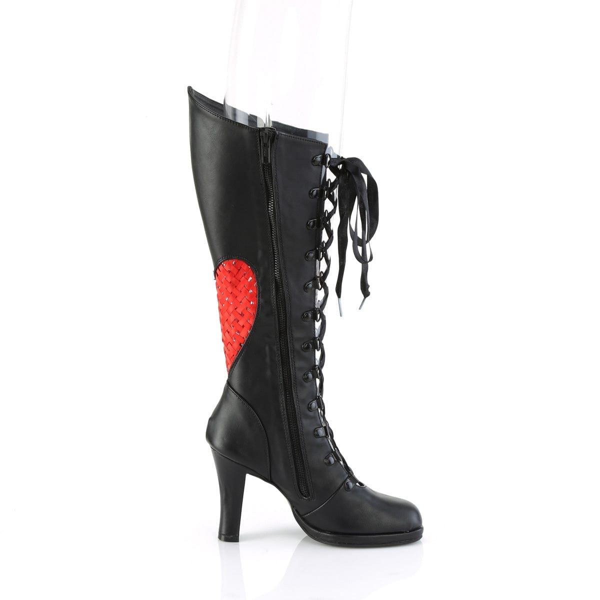 GLAM-243 Black Vegan Leather- Red Satin Demonia US Size (Women's): 6