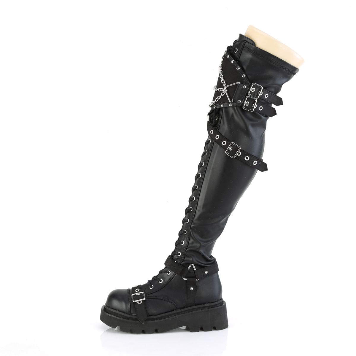 RENEGADE-320 Black Stretch Vegan Leather Demonia US Size (Women's): 6
