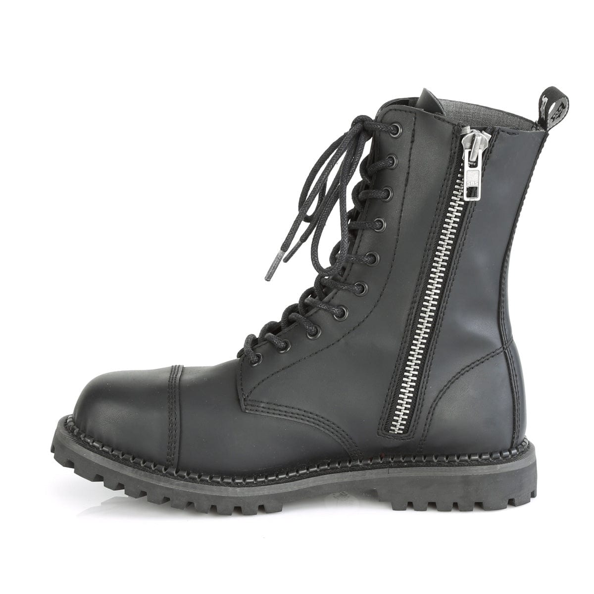 RIOT-10 Black Vegan Leather Ankle Boot Demonia US Size (Unisex/Men's): 4