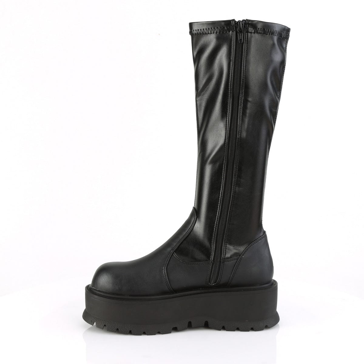 SLACKER-200 Black Stretch Vegan Leather Knee Boot Demonia US Size (Women's): 6