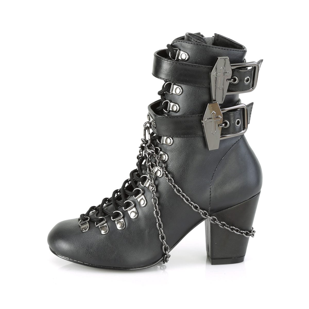 VIVIKA-128 Black Vegan Leather Ankle Boot Demonia US Size (Women's): 6
