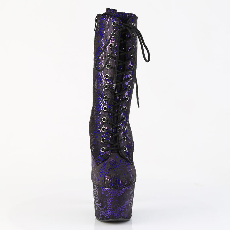 ADORE-1040S Platform Purple Metallic Snake Print Fabric/M
