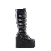 SWING-815 Black Vegan Leather Knee Boot Demonia US Size (Women's): 6