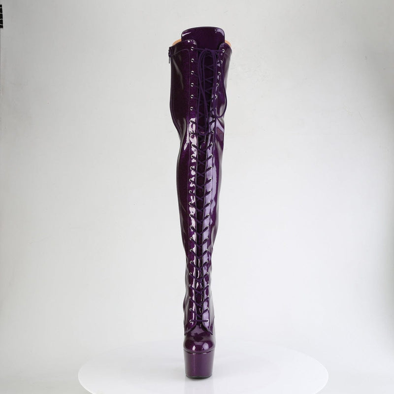ADORE-3020GP Purple Glitter Pat Thigh Boots Pleaser US Size (Women's): 5