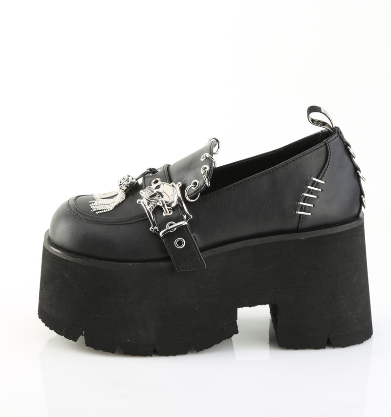 ASHES-38 Black Vegan Leather Platform Shoes