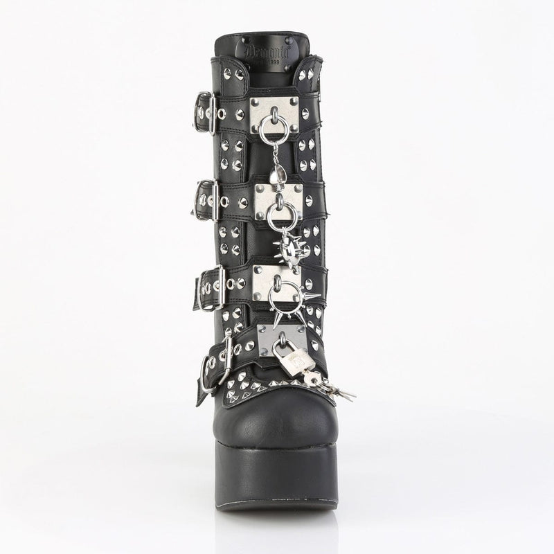 CHARADE-118 Black Vegan Leather Ankle Boots Demonia US Size (Women's): 6