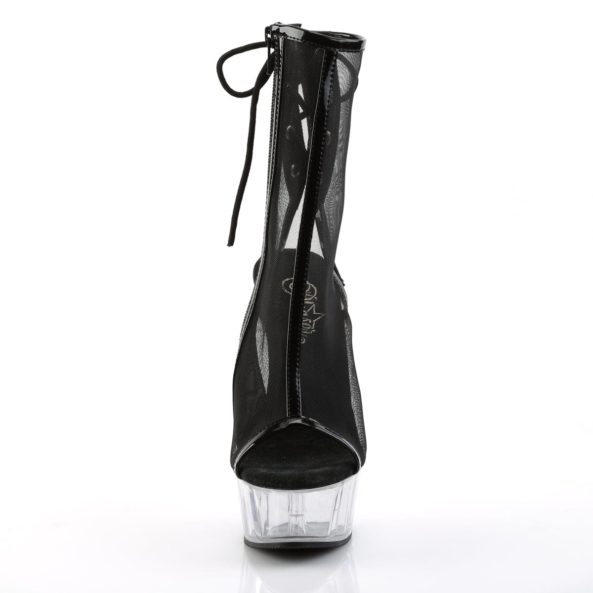 DELIGHT-1018MSH Black Patent -Mesh/Clear