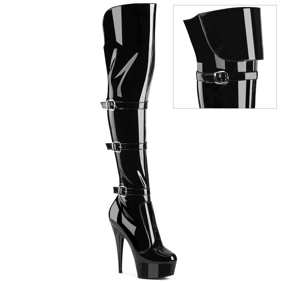 DELIGHT-3018 Black Stretch Patent/Black