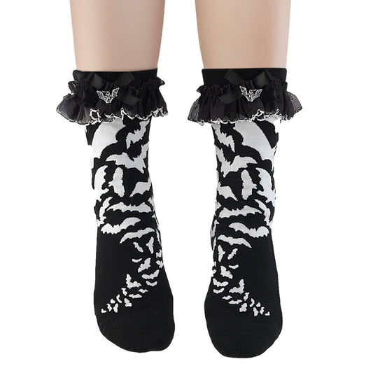 DH-01 Ruffle Bat Print Sock