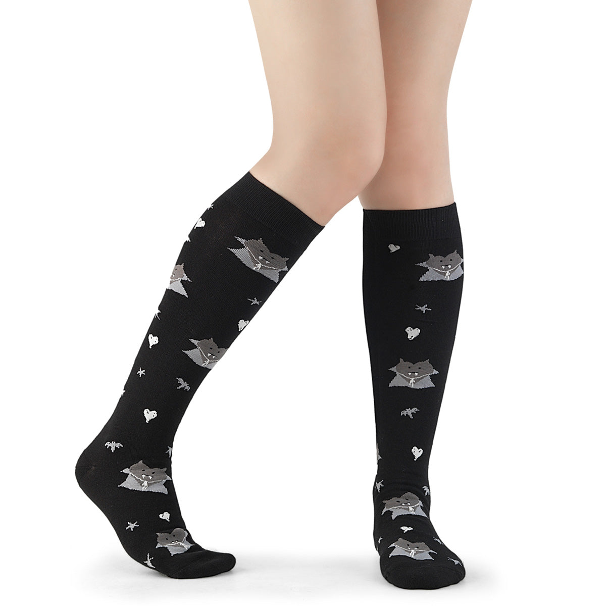 DH-202 Demonia Vampire Heart Print Knee High Socks