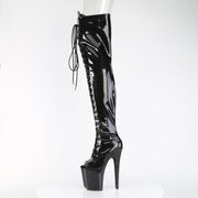 FLAMINGO-3021GP Black Glitter Pat Thigh Boots Pleaser US Size (Women's): 5