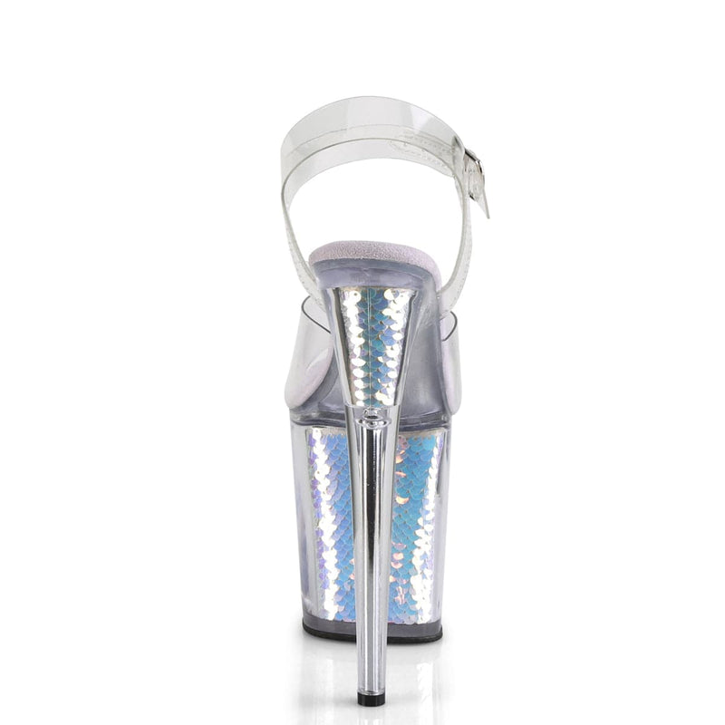 FLAMINGO-808MC Clear/Lavender Hologram Inserts Platform Sandal Pleaser US Size (Women's): 5