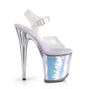 FLAMINGO-808MC Clear/Lavender Hologram Inserts Platform Sandal Pleaser US Size (Women's): 5