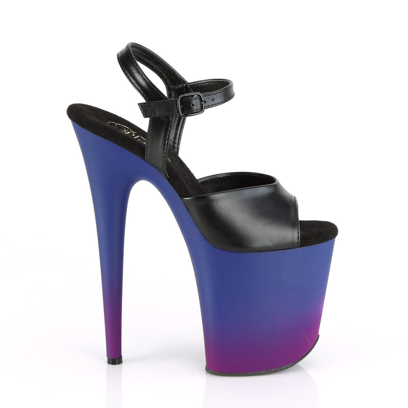 FLAMINGO-809BP Black Faux Leather/Blue-Purple Ombre