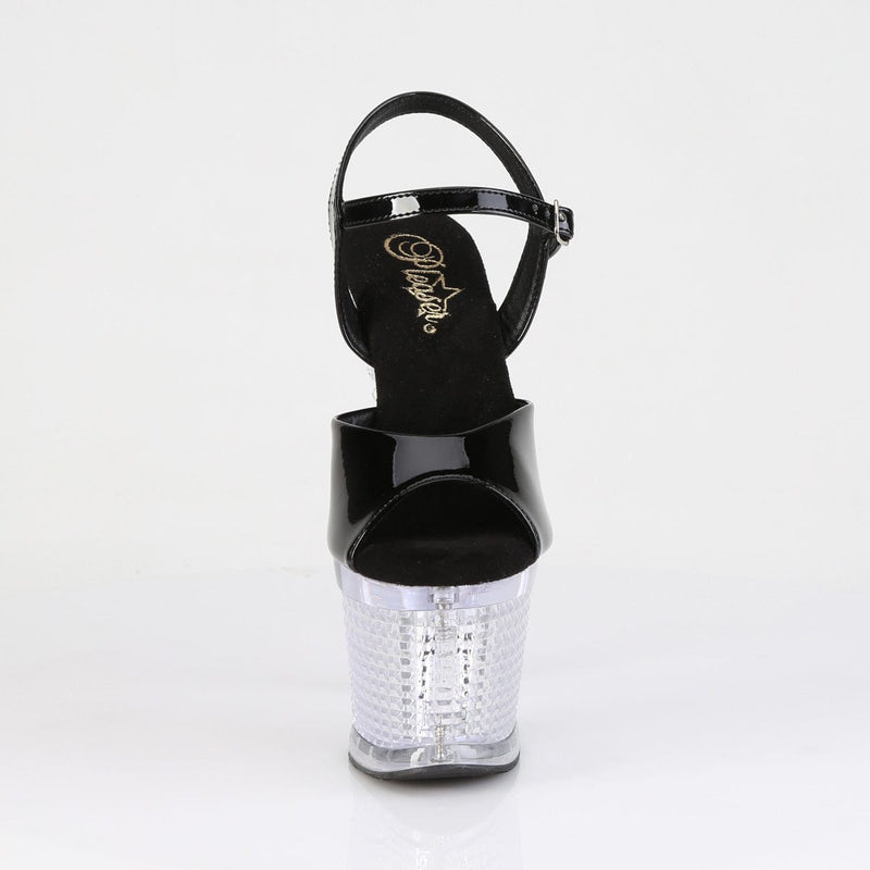 FLASHDANCE-709SPEC Black/Clear Light-Up Platform Heels Pleaser US Size (Women's): 6