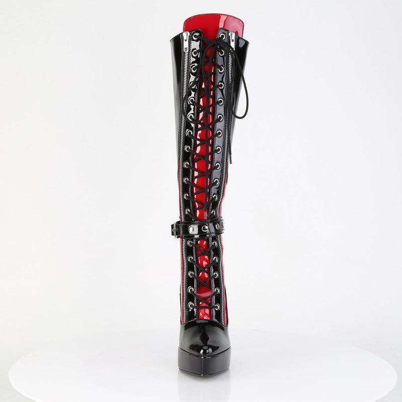 INDULGE-2028 Black-Red Pat Knee Boots Devious US Size (Women's): 6