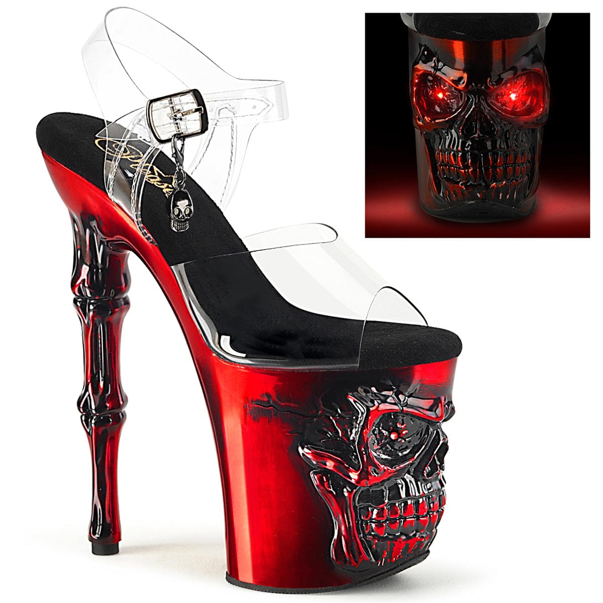 RAPTURE-808-LT Clear/Satin Red Chrome Pleaser US Size (Women's): 5