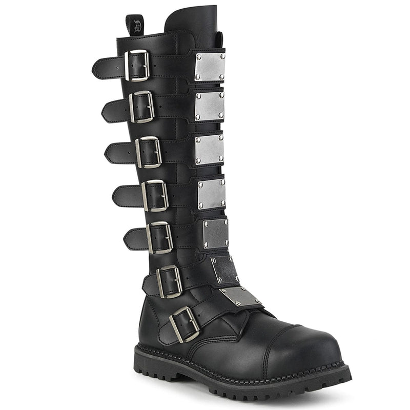 RIOT-21MP Black Vegan Leather Knee Boot Demonia US Size (Unisex/Men's): 4