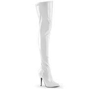 SEDUCE-3000 White Stretch Patent Thigh Boot Pleaser US Size (Women's): 6