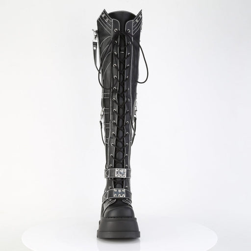 STOMP-310 Black Vegan Leather Over-the-Knee Boots Demonia US Size (Women's): 6