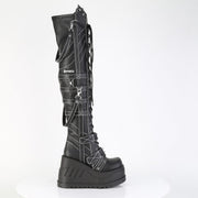 STOMP-310 Black Vegan Leather Over-the-Knee Boots Demonia US Size (Women's): 6