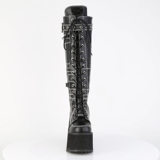 SWING-260 Black Vegan Leather Knee High Boots Demonia US Size (Women's): 6