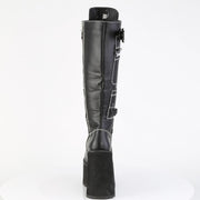 SWING-260 Black Vegan Leather Knee High Boots Demonia US Size (Women's): 6