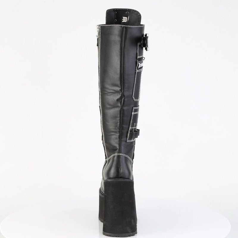 SWING-260 Black Vegan Leather Knee High Boots Demonia US Size (Women's): 6